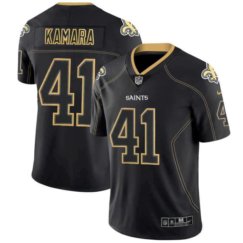 6861cdd138cdd_1 Men's New Orleans Saints #41 Alvin Kamara NFL 2018 Lights Out Black Color Rush Limited Jersey