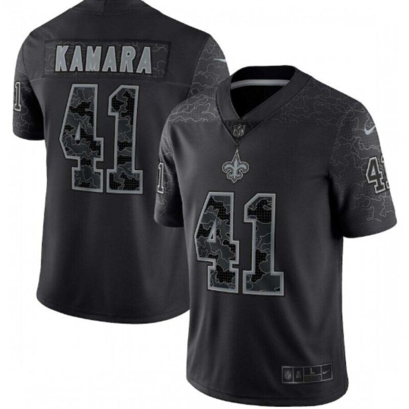 6861cddd946a6_1 Men's New Orleans Saints #41 Alvin Kamara Black Reflective Limited Stitched Football Jersey