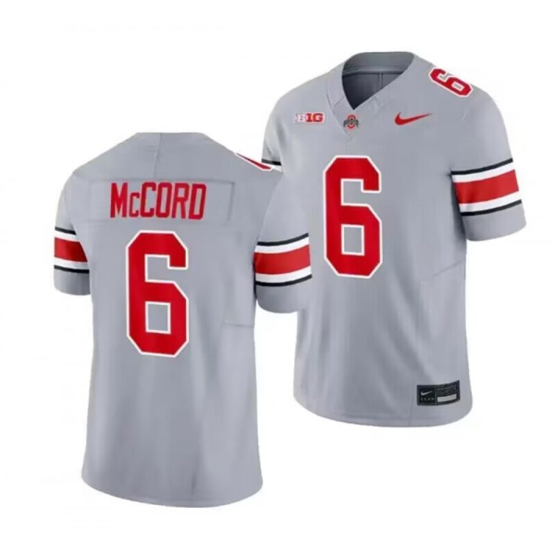 6861cde5bb662_1 Men's Ohio State Buckeyes #6 Kyle McCord Gray 2023 F.U.S.E. Limited Stitched Jersey