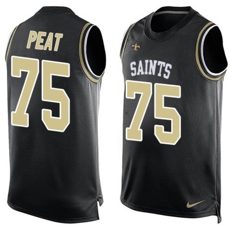6861ce1fd0a79_1 Saints #75 Andrus Peat Black Team Color Men's Stitched NFL Limited Tank Top Jersey