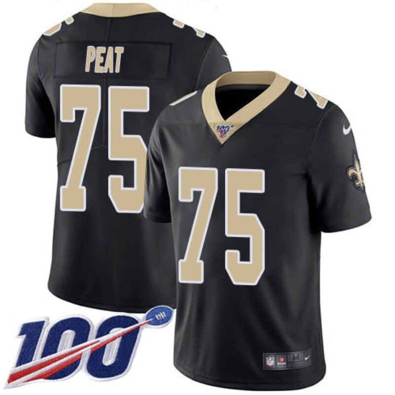 6861ce231e327_1 Men's New Orleans Saints #75 Andrus Peat 100th Season Black Vapor Untouchable Limited Jersey