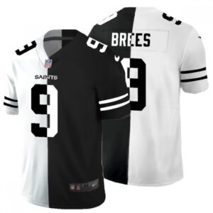 6861ce3d86f94_1 Men's New Orleans Saints #9 Drew Brees Black & White Split Limited Stitched Jersey