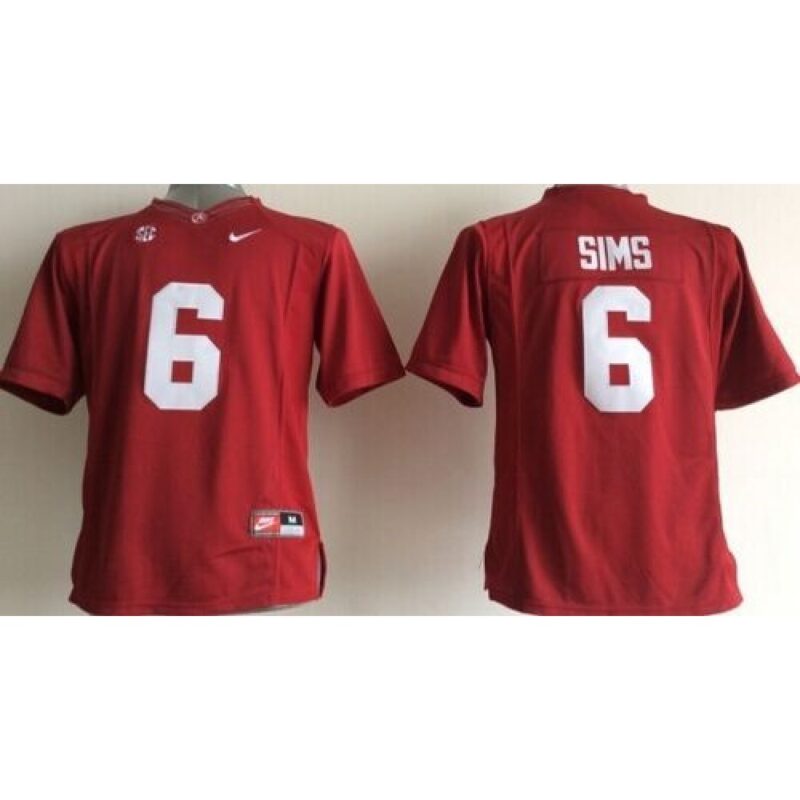 6861ce46daa65_1 Crimson Tide #6 Blake Sims Red Stitched Youth NCAA Jersey