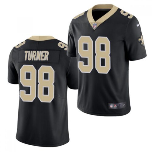 6861ce739fdbe_1 Men's New Orleans Saints Saints #98 Payton Turner 2021 Black NFL Draft Vapor Untouchable Limited Stitched Jersey