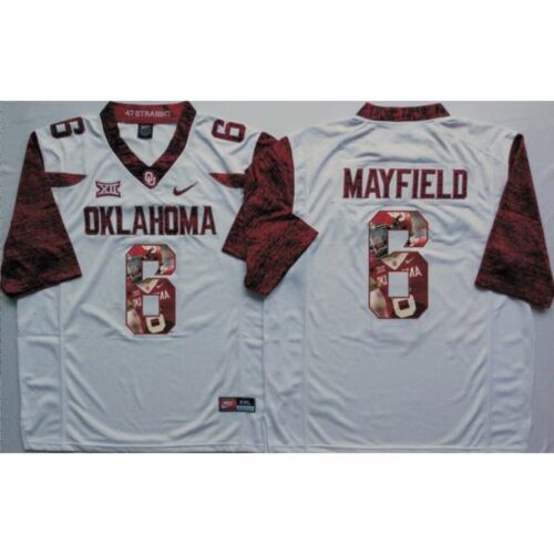 6861ce774ad7b_1 Sooners #6 Baker Mayfield White Player Fashion Stitched NCAA Jersey