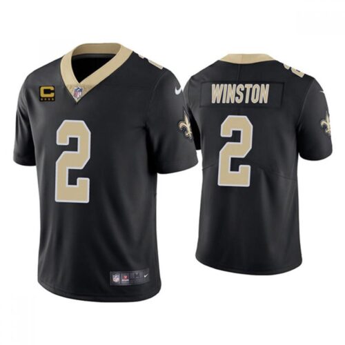 6861ce7a0b8e7_1 Men's New Orleans Saints 2022 #2 Jameis Winston Black With 4-star C Patch Vapor Untouchable Stitched Jersey