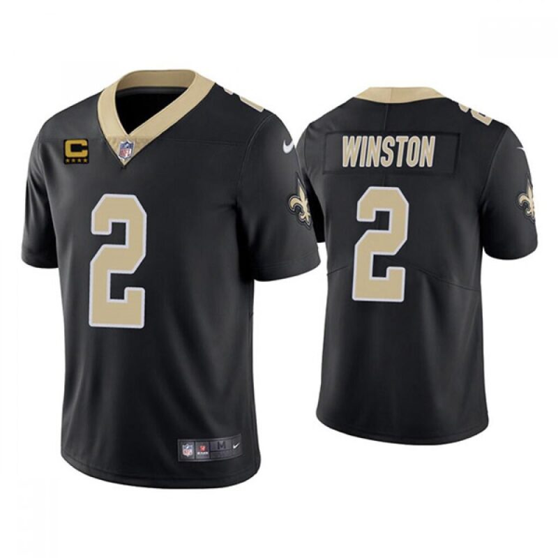 6861ce7a0b8e7_1 Men's New Orleans Saints 2022 #2 Jameis Winston Black With 4-star C Patch Vapor Untouchable Stitched Jersey