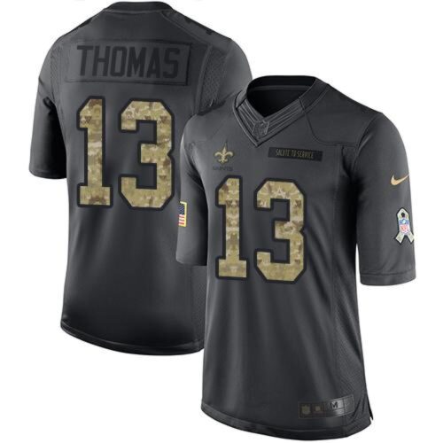 6861ce8d31b53_1 Saints #13 Michael Thomas Black Men's Stitched NFL Limited 2016 Salute To Service Jersey