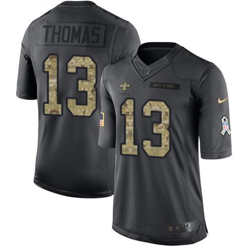 6861ce8d31b53_1 Saints #13 Michael Thomas Black Men's Stitched NFL Limited 2016 Salute To Service Jersey