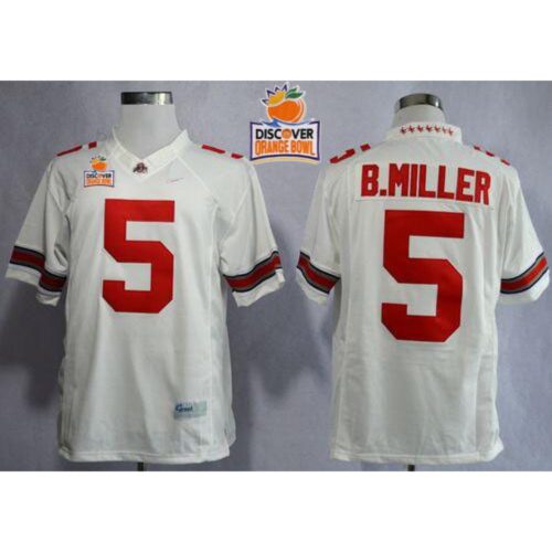 6861ceb6dbb36_1 Buckeyes #5 Braxton Miller White Limited 2014 Discover Orange Bowl Patch Stitched NCAA Jersey