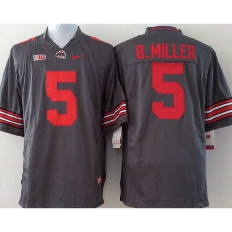 6861cec676700_1 Buckeyes #5 Braxton Miller Grey Stitched Youth NCAA Jersey