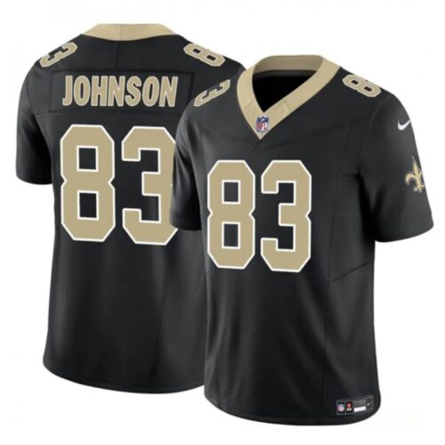 6861cec9bbde4_1 Men's New Orleans Saints #83 Juwan Johnson Black 2023 F.U.S.E. Vapor Untouchable Limited Stitched Jersey
