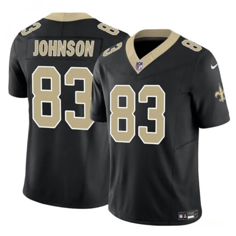 6861cec9bbde4_1 Men's New Orleans Saints #83 Juwan Johnson Black 2023 F.U.S.E. Vapor Untouchable Limited Stitched Jersey
