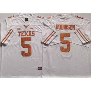 6861ced916426_1 Texas Longhorns #5 ROBINSON White Stitched Jersey