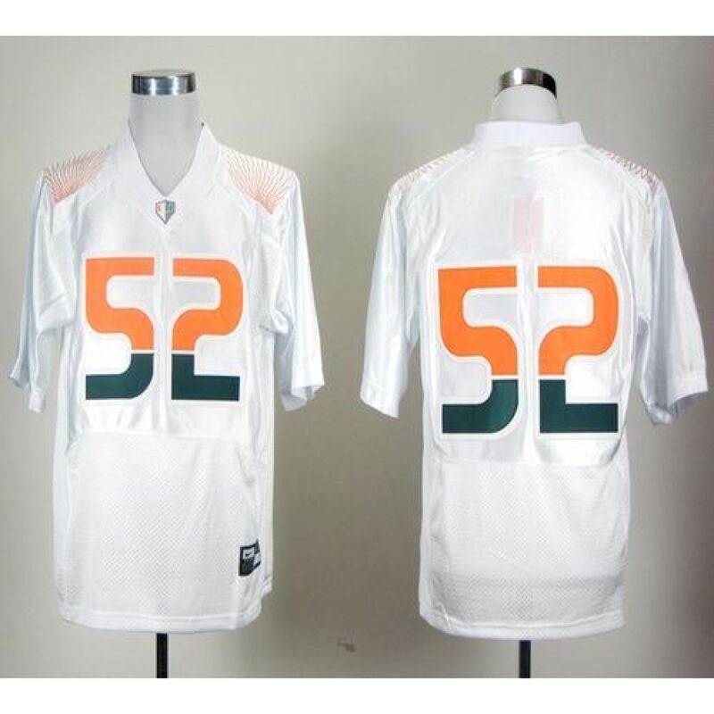 6861cee900018_1 Hurricanes #52 R.Lewis White Pro Combat Stitched NCAA Jerseys