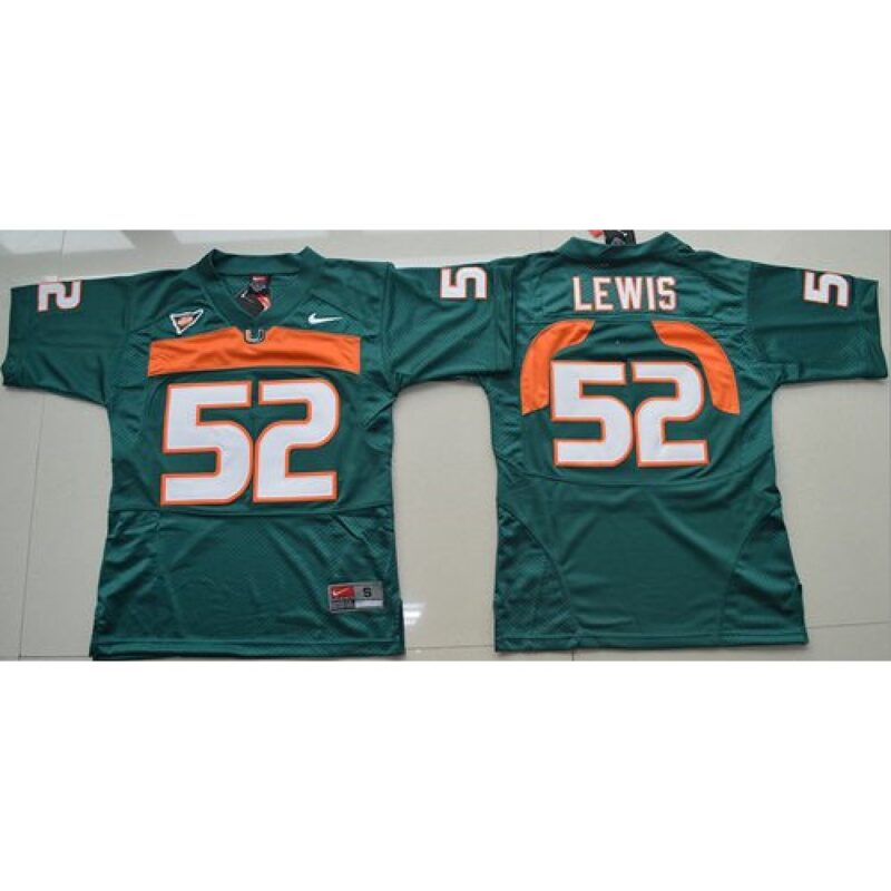 6861ceef4464e_1 Hurricanes #52 Ray Lewis Green Stitched Youth NCAA Jersey