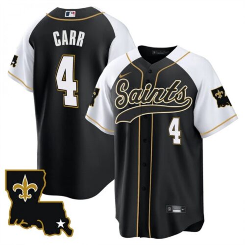 6861cefab1bd9_1 Men's New Orleans Saints #4 Derek Carr Black/White 1987 Legacy Cool Base Stitched Baseball Jersey