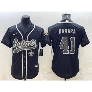 6861cf0b1fc96_1 Men's New Orleans Saints #41 Alvin Kamara Black Reflective With Patch Cool Base Stitched Baseball Jersey