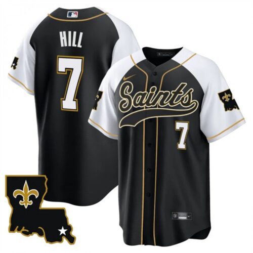 6861cf11aec36_1 Men's New Orleans Saints #7 Taysom Hill Black/White 1987 Legacy Cool Base Stitched Baseball Jersey