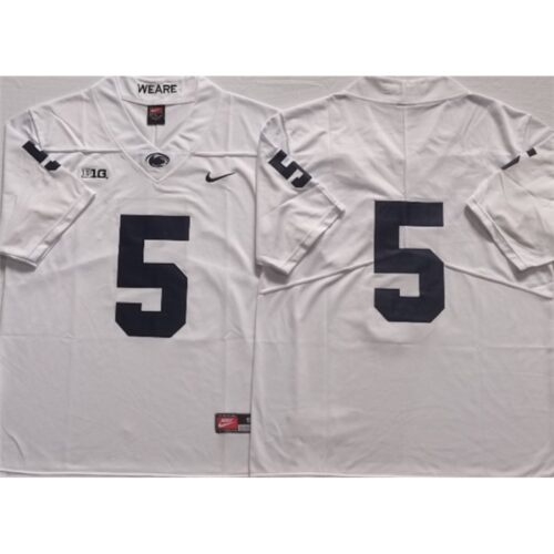 6861cf187a458_1 Penn State Nittany Lions #5 White Stitched Jersey