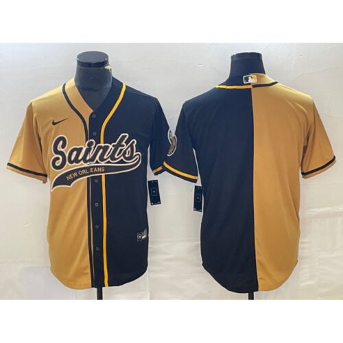 6861cf1eba94b_1 Men's New Orleans Saints Black Gold Split Cool Base Stitched Baseball Jersey