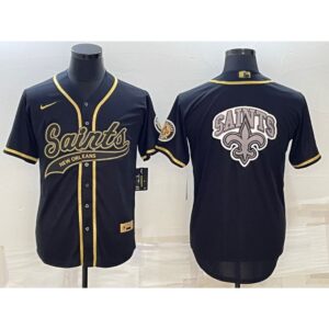 6861cf2215507_1 Men's New Orleans Saints Black Gold Team Big Logo With Patch Cool Base Stitched Baseball Jersey