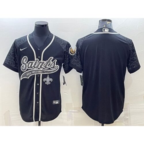 6861cf2b94680_1 Men's New Orleans Saints Blank Black Reflective With Patch Cool Base Stitched Baseball Jersey