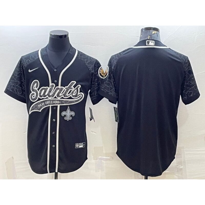 6861cf2b94680_1 Men's New Orleans Saints Blank Black Reflective With Patch Cool Base Stitched Baseball Jersey