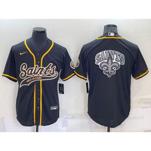 6861cf2f6a811_1 Men's New Orleans Saints Black Team Big Logo With Patch Cool Base Stitched Baseball Jersey