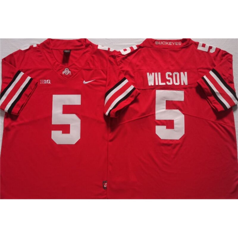 6861cf513b656_1 Men's Ohio State Buckeyes #5 WILSON Red Stitched Jersey