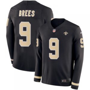 6861cf51d8ec5_1 Men's New Orleans Saints #9 Drew Brees Black Therma Long Sleeve Stitched NFL Jersey