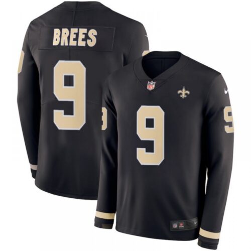6861cf51d8ec5_1 Men's New Orleans Saints #9 Drew Brees Black Therma Long Sleeve Stitched NFL Jersey