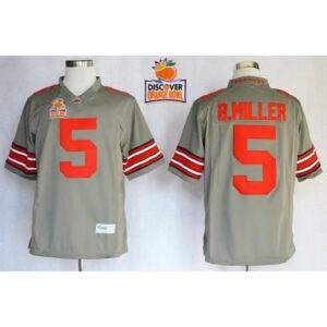 6861cf6190999_1 Buckeyes #5 Braxton Miller Grey Limited 2014 Discover Orange Bowl Patch Stitched NCAA Jersey