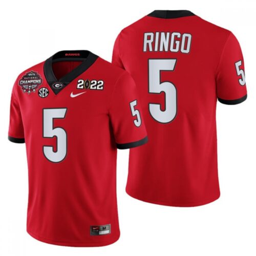 6861cf7844c9f_1 Men's Georgia Bulldogs #5 Kelee Ringo 2021/22 CFP National Champions Red College Football Stitched Jersey