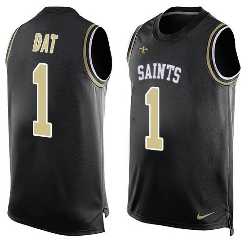 6861cf9eb6efa_1 Saints #1 Who Dat Black Team Color Men's Stitched NFL Limited Tank Top Jersey