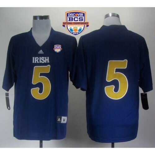 6861cfa3c89fa_1 Fighting Irish #5 Everett Golson Navy Blue Shamrock Series 2013 BCS National Championship Stitched NCAA Jersey