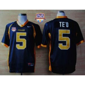 6861cfad4e28a_1 Fighting Irish #5 Manti Te'o Navy Blue Punahou High School 2013 BCS National Championship Stitched NCAA Jersey
