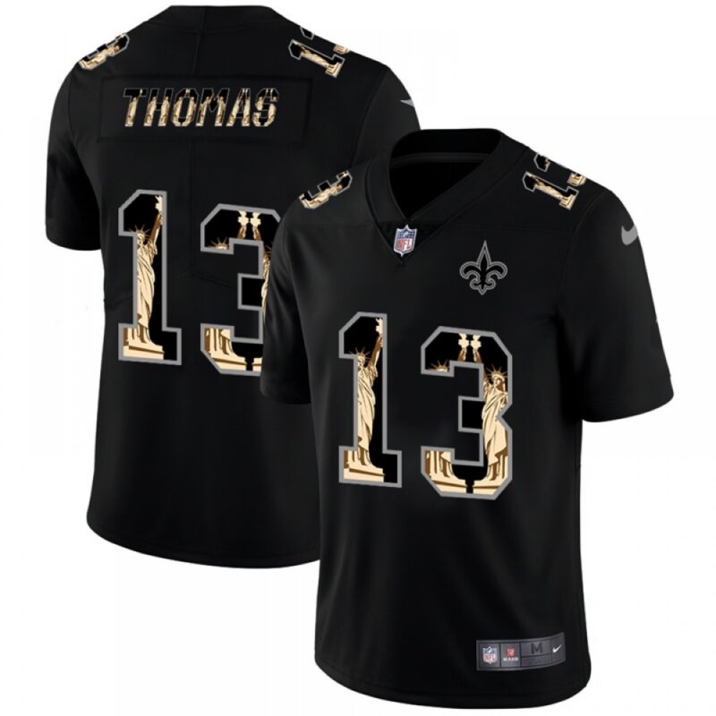 6861cfbe07643_1 Men's New Orleans Saints #13 Michael Thomas 2019 Black Statue of Liberty Limited Stitched NFL Jersey