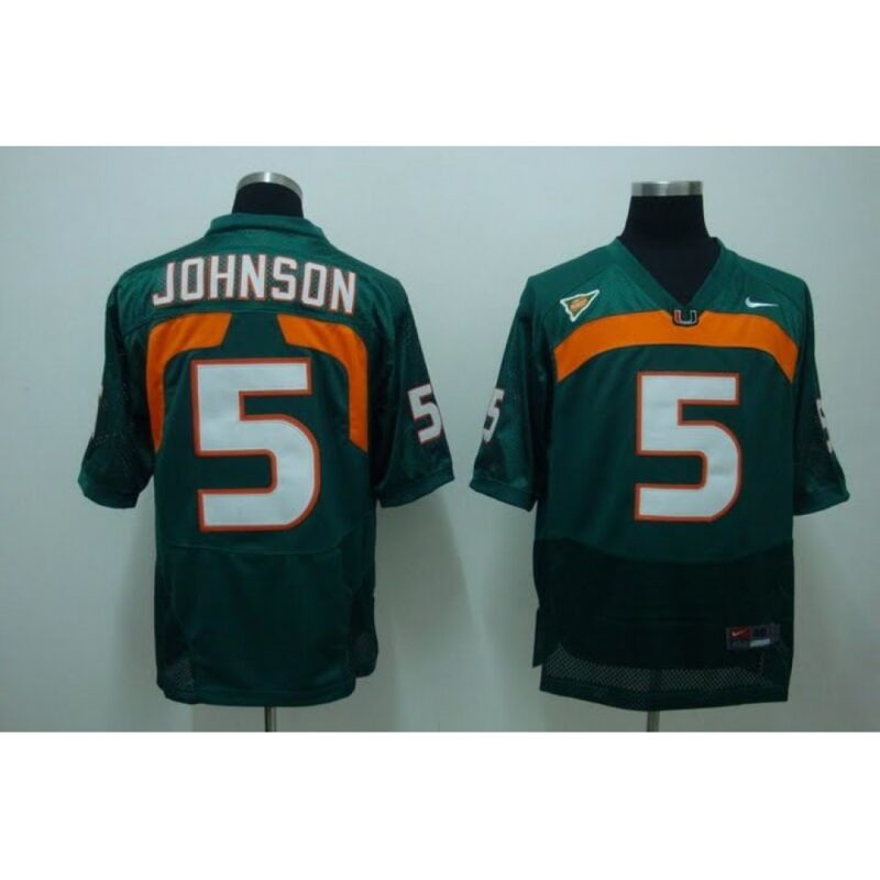 6861cfc22b808_1 Hurricanes #5 Andre Johnson Green Stitched NCAA Jersey