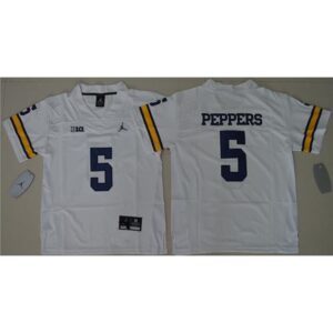 6861cff07cbd0_1 Wolverines #5 Jabrill Peppers White Stitched Youth NCAA Jersey