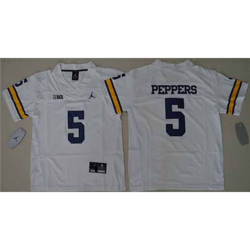 6861cff07cbd0_1 Wolverines #5 Jabrill Peppers White Stitched Youth NCAA Jersey