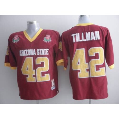 6861d0032bb7f_1 Sun Devils #42 Pat Tillman Red 1997 Rose Bowl Patch Stitched NCAA Jersey