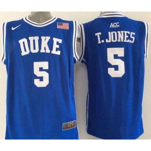 6861d00fce98d_1 Blue Devils #5 Tyus Jones Blue Basketball New Stitched NCAA Jersey