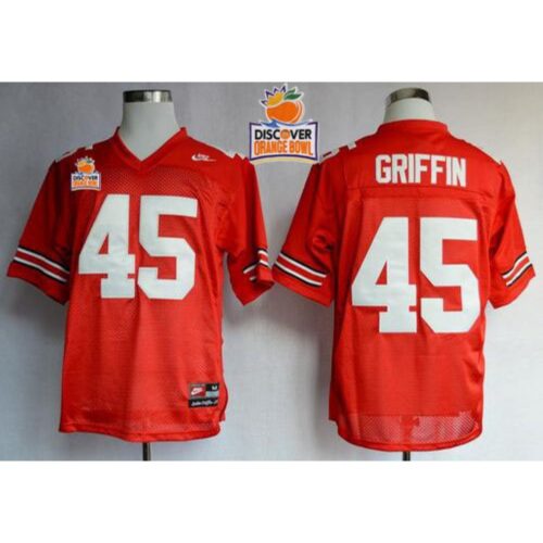 6861d01c7462e_1 Buckeyes #45 Archie Griffin Red 2014 Discover Orange Bowl Patch Stitched NCAA Jersey