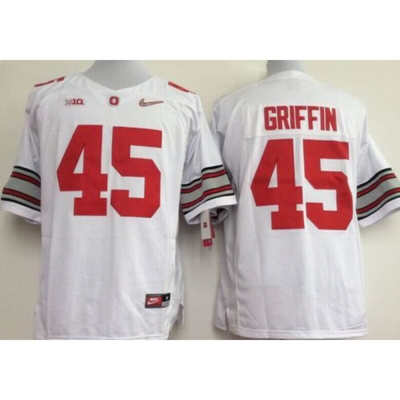 6861d022c8f79_1 Buckeyes #45 Archie Griffin White Limited Stitched NCAA Jersey