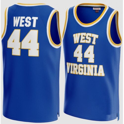 6861d0479ca31_1 Men's West Virginia Mountaineers #44 Jerry West Blue Stitched Jersey
