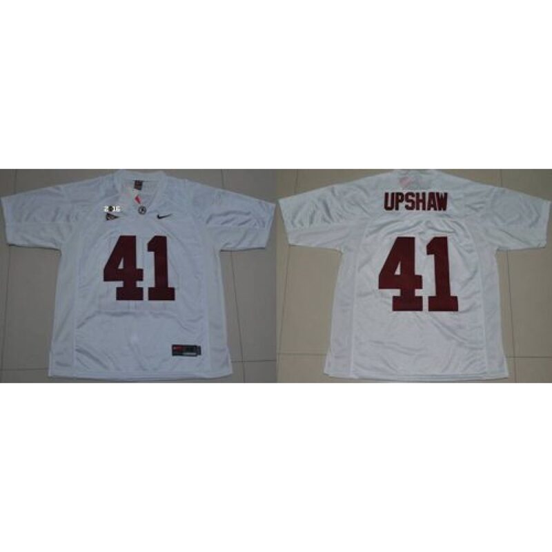 6861d0543c5e0_1 Crimson Tide #41 Courtney Upshaw White 2016 College Football Playoff National Championship Patch Stitched NCAA Jersey