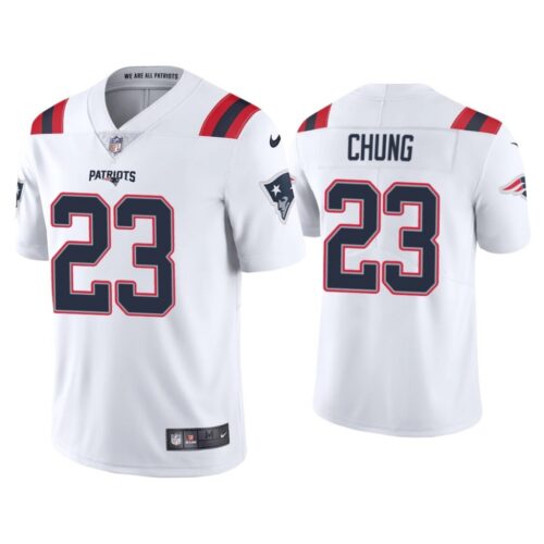 6861d05b9de45_1 Men's New England Patriots #23 Patrick Chung 2020 White Vapor Untouchable Limited Stitched NFL Jersey