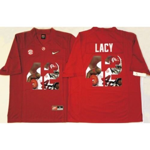 6861d06045cfc_1 Crimson Tide #42 Eddie Lacy Red Player Fashion Stitched NCAA Jersey