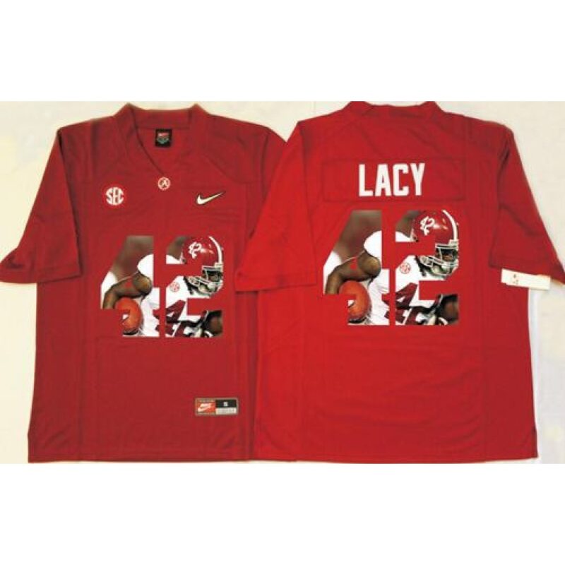 6861d06045cfc_1 Crimson Tide #42 Eddie Lacy Red Player Fashion Stitched NCAA Jersey